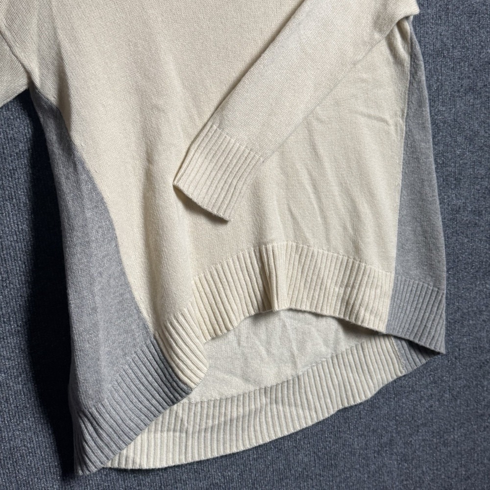Eileen Fisher XXS XS Cream Gray Colorblock High Low Sweater Tunic Quiet Luxury - Picture 8 of 13